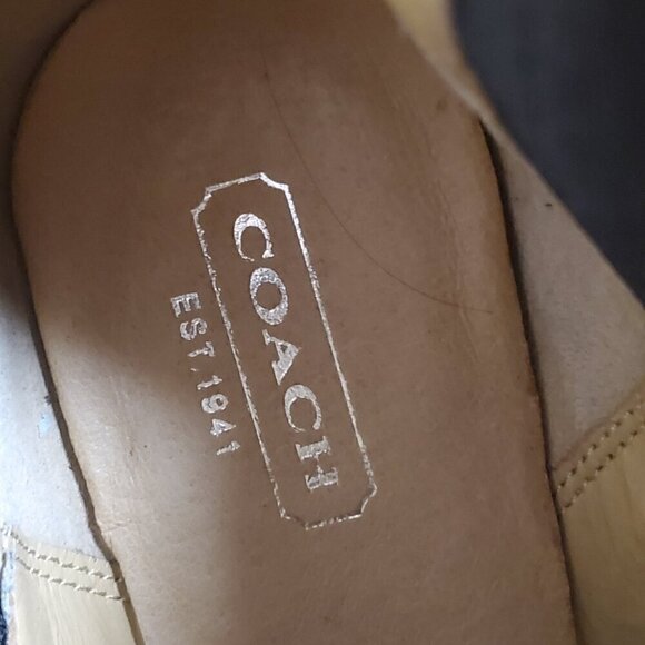 Coach Letty Suede Ankle Wedge Heel Boots Bootie Metal Logo Black‎ Womens 7.5 B - Picture 3 of 10